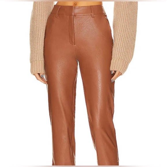 Commando Revolve Brown Faux Leather Crop Pants 7/8 Trouser High Rise Stretch - Picture 2 of 13